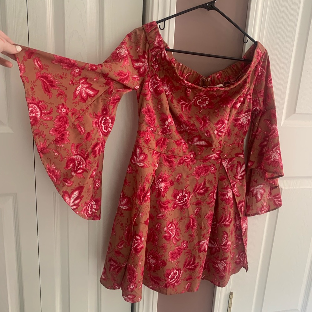 Pink floral mini dress